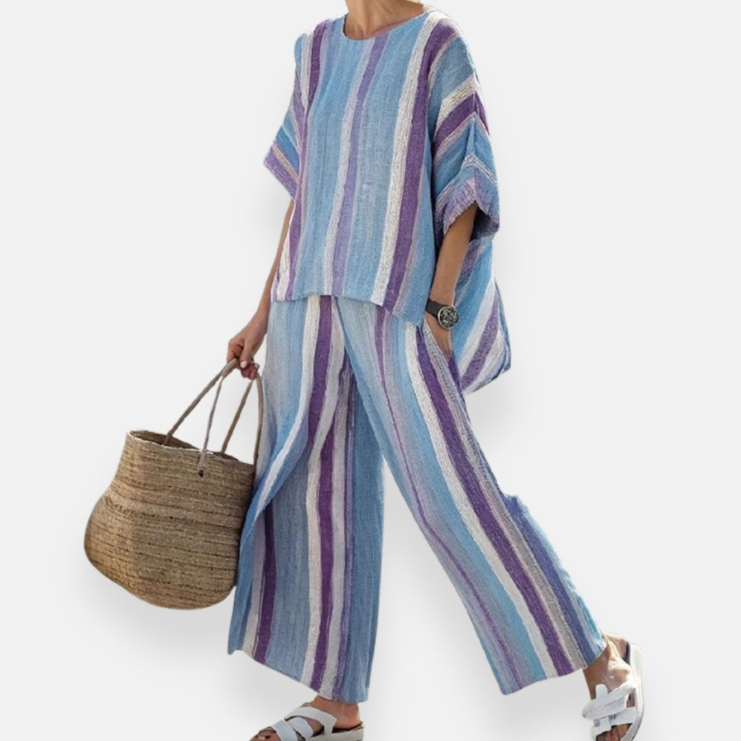 Delphine | Ensemble ample à rayures pastel