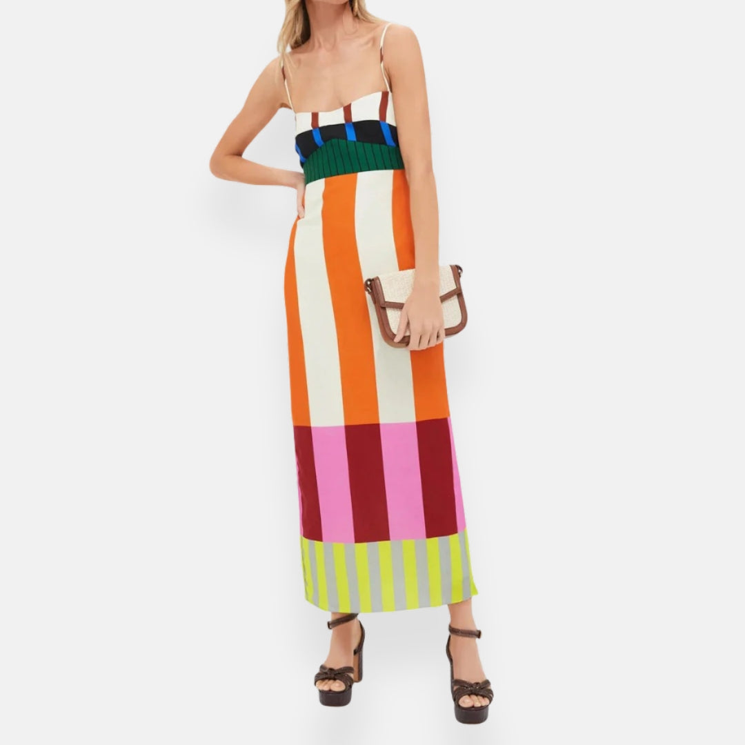 Célestine | Robe longue multicolore fluide