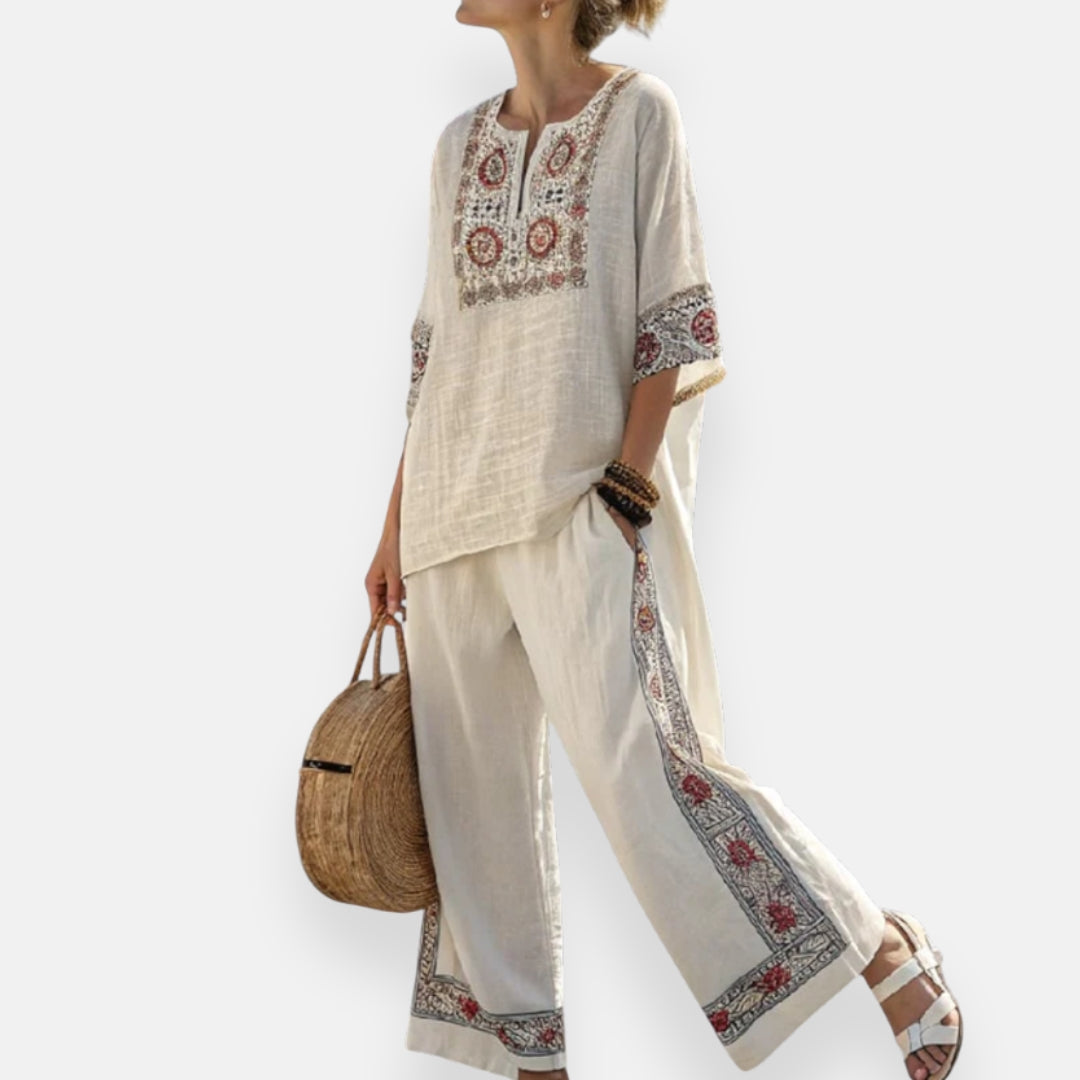 Katell | Ensemble ample à broderies ethniques