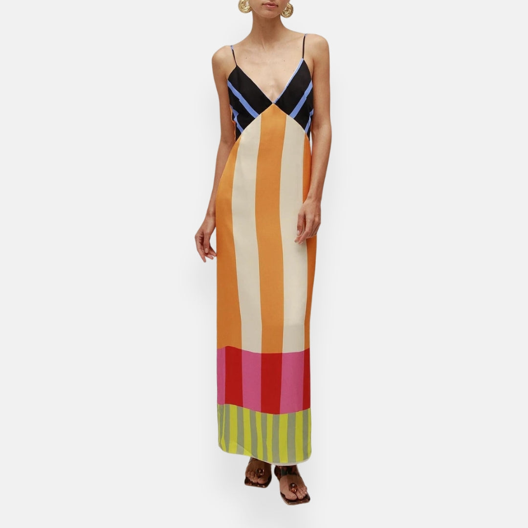 Célestine | Robe longue multicolore fluide