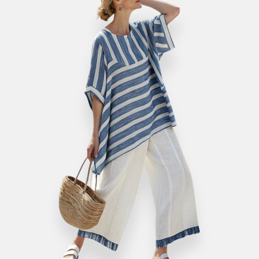 Karine | Ensemble ample à rayures marines