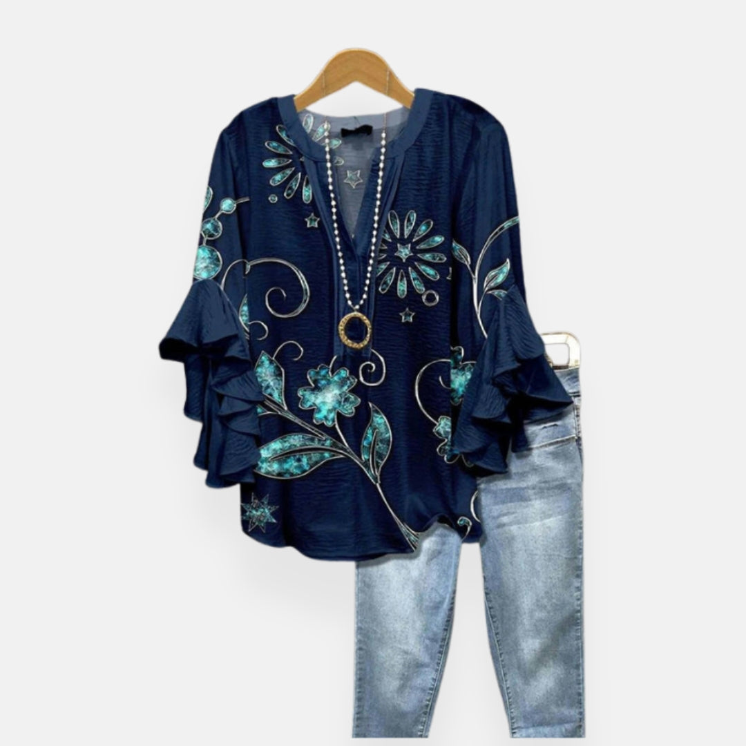 Damienne | Blouse à motif floral brodé