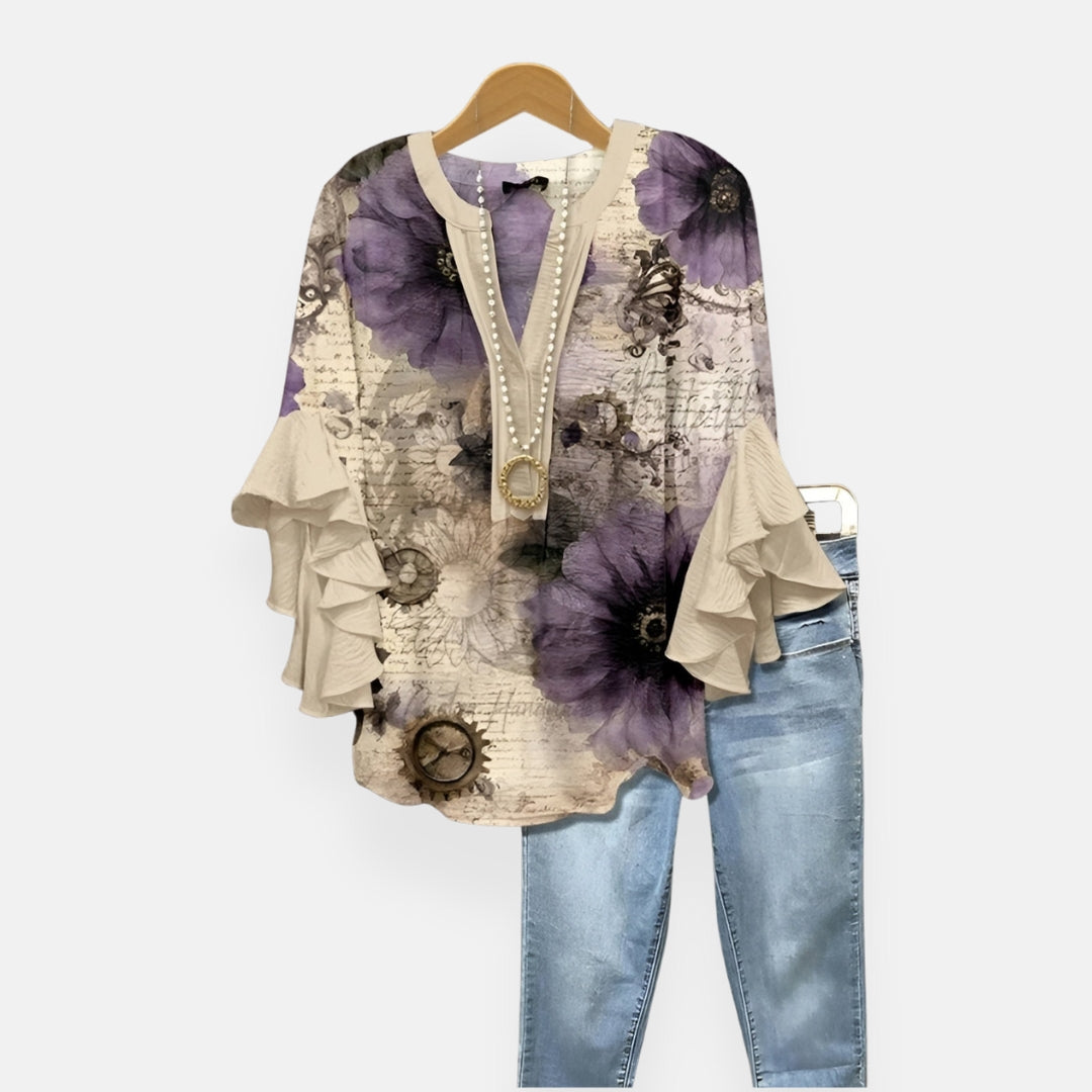 Astrid | Blouse à imprimé floral aquarelle
