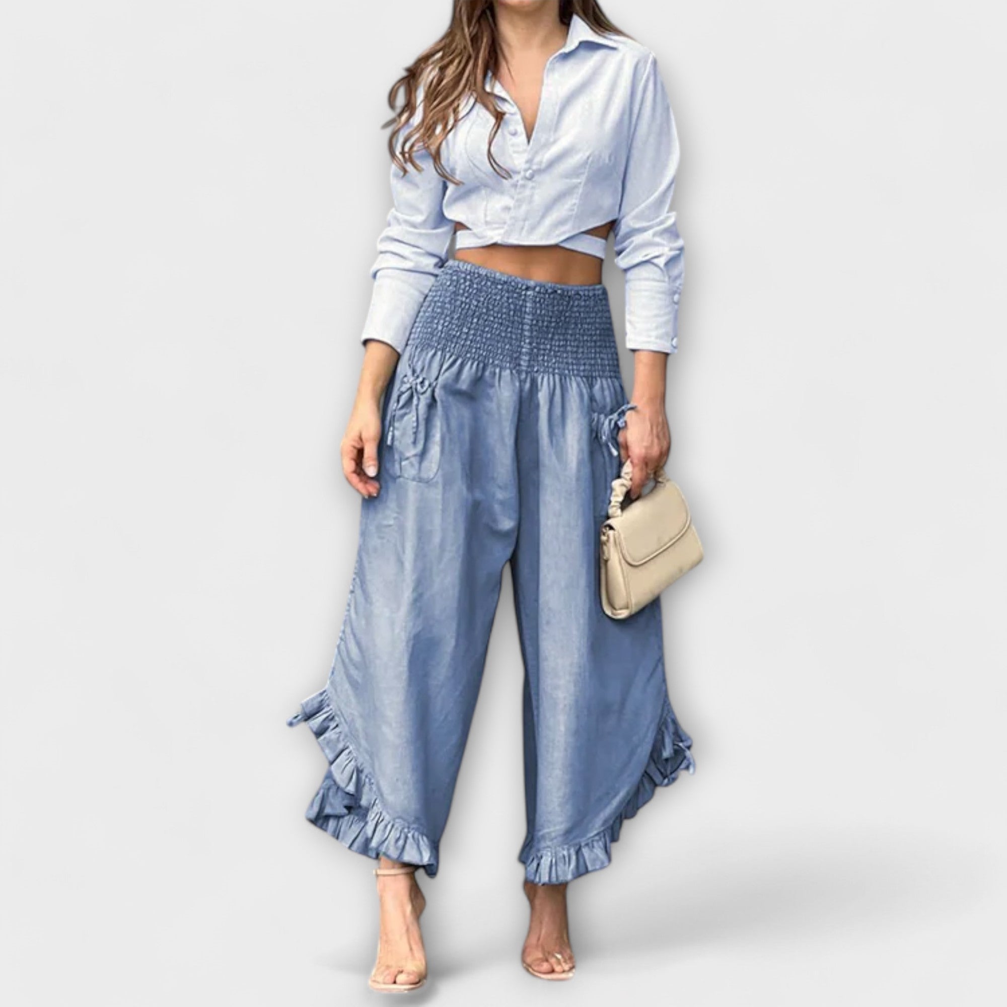 Jaya | Pantalon en lin décontracté avec des plis à la mode