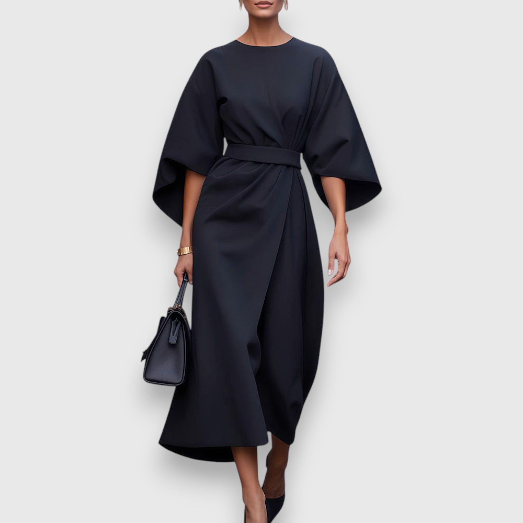 Celestine | Robe midi structurée à manches kimono