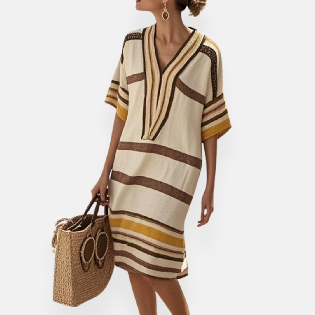 Florette | Robe ample à rayures et col tunisien