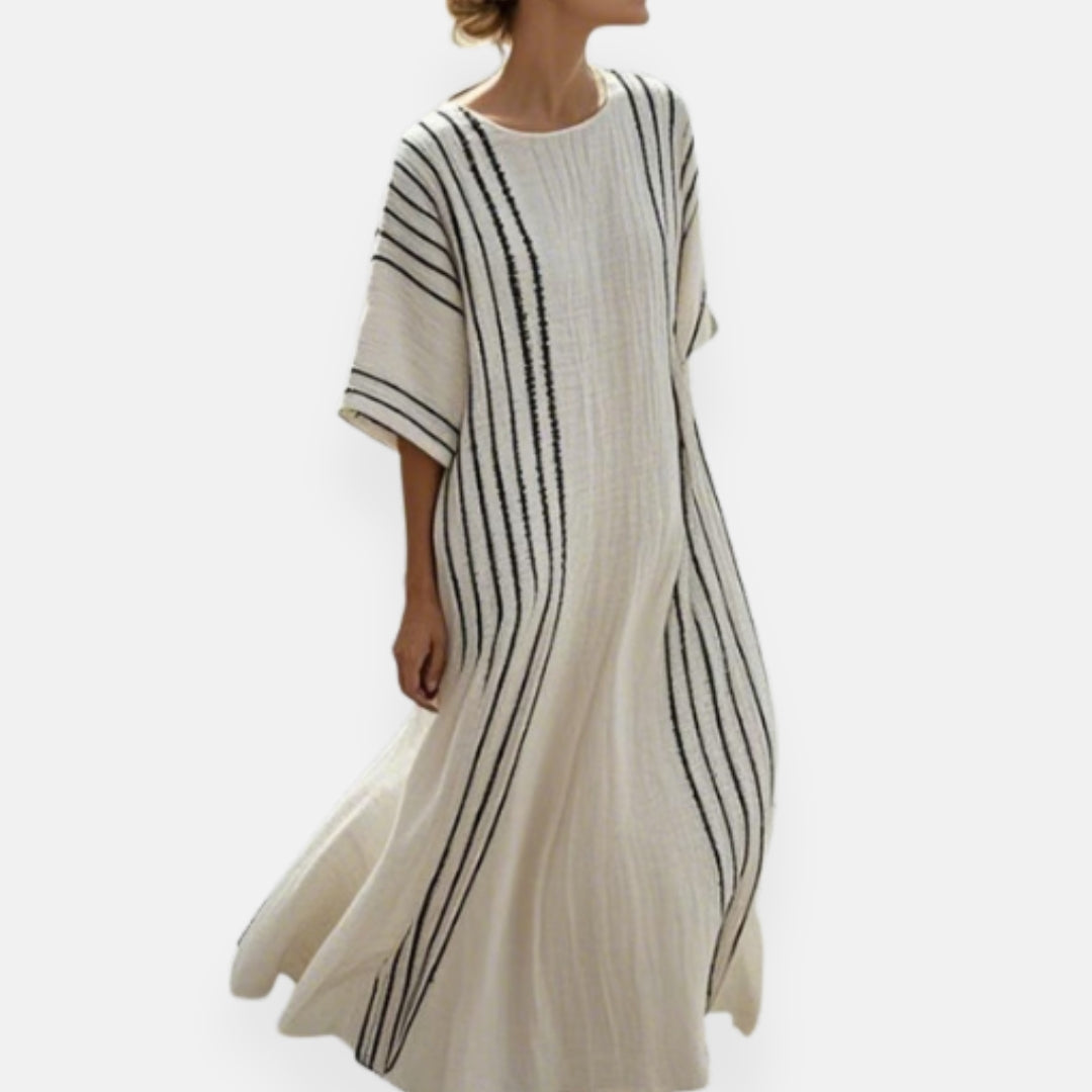 Isabeille | Robe longue fluide à rayures délicates