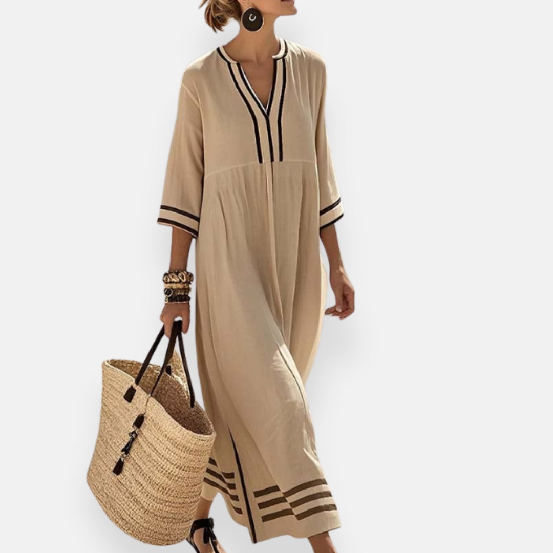 Doriane | Robe longue à rayures contrastées