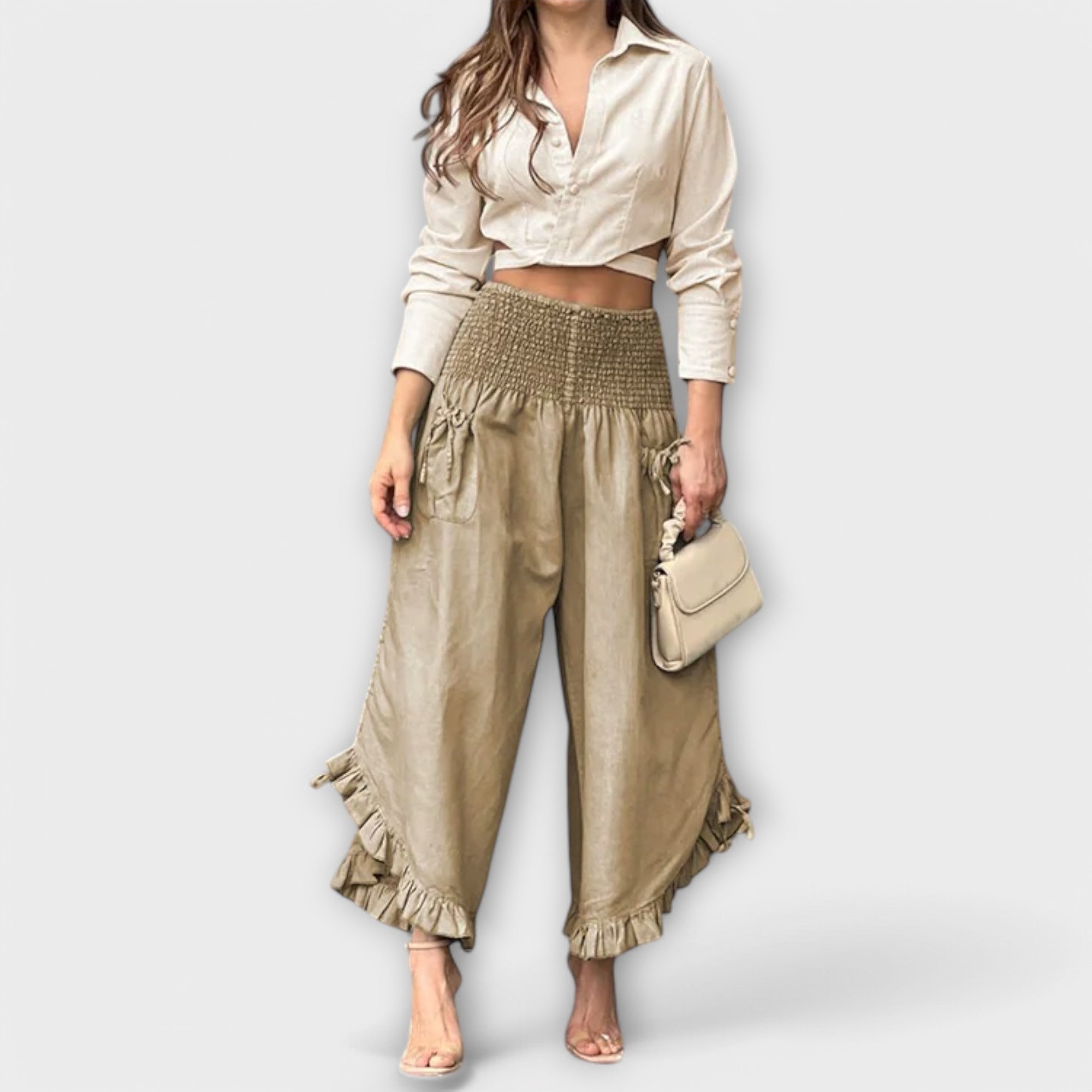 Jaya | Pantalon en lin décontracté avec des plis à la mode