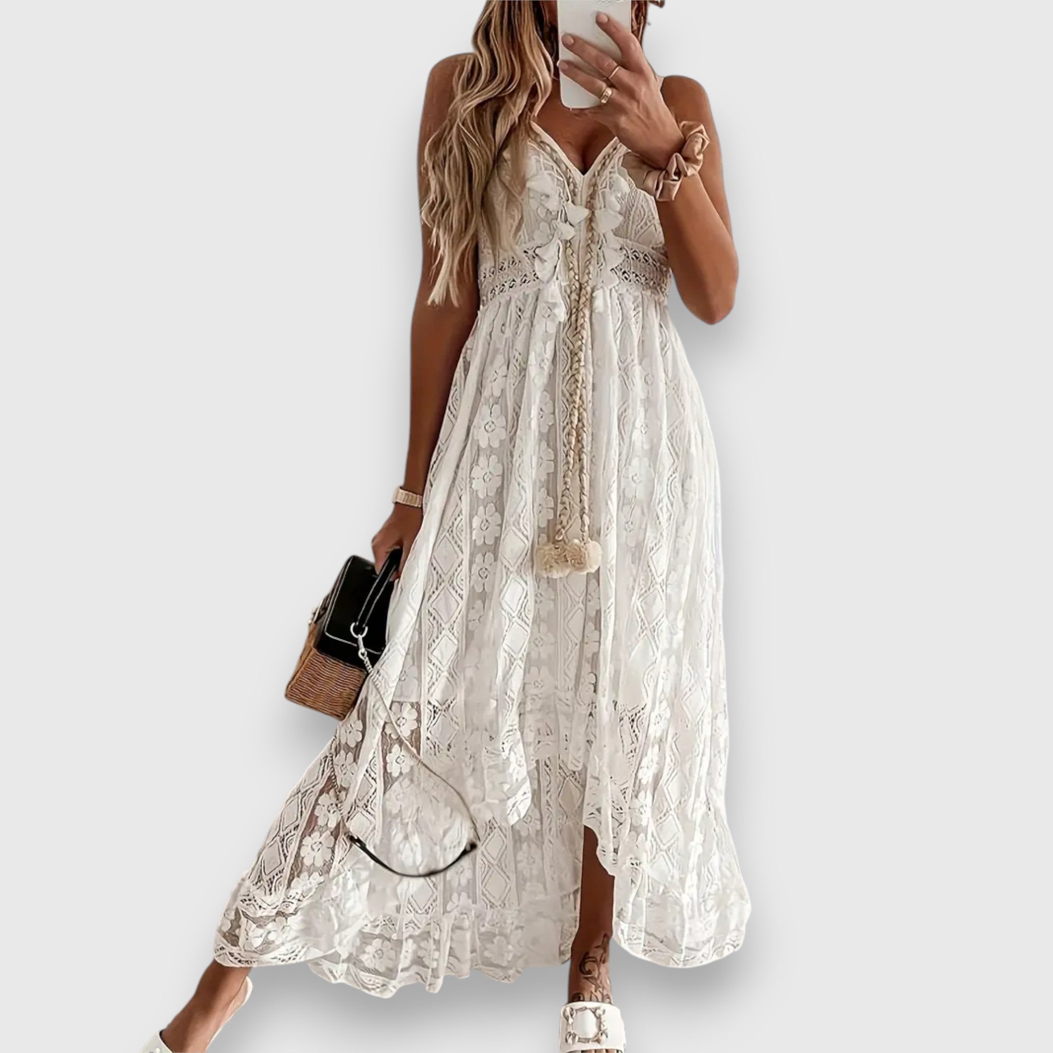 Fleur | Robe longue en dentelle bohème