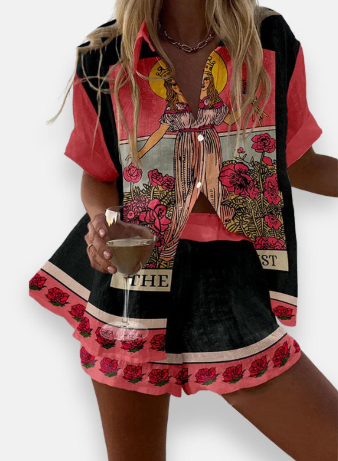 Céleste | Ensemble court en lin rose
