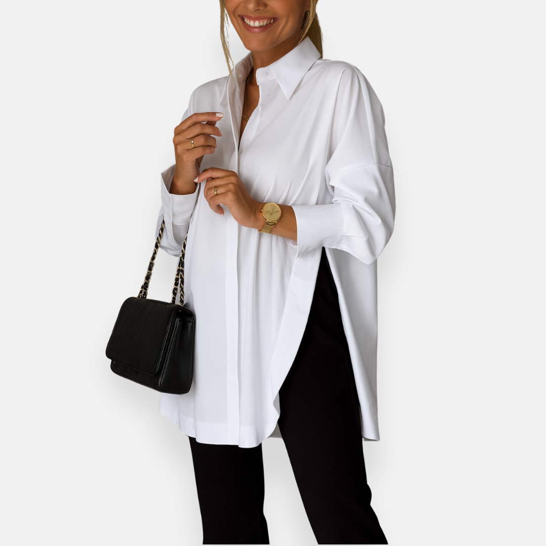 Nerina | Chemise blanche à col fendu