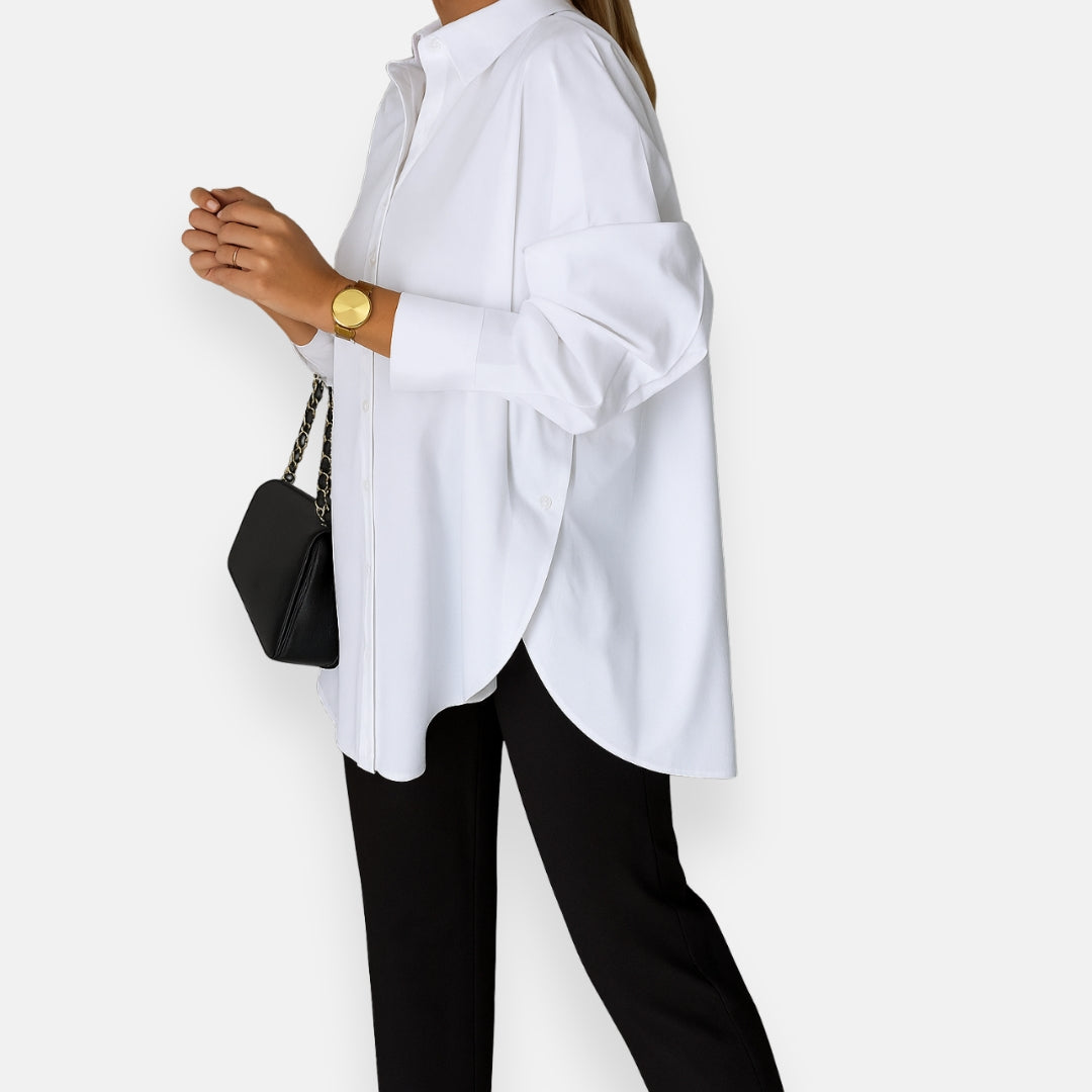 Nerina | Chemise blanche à col fendu