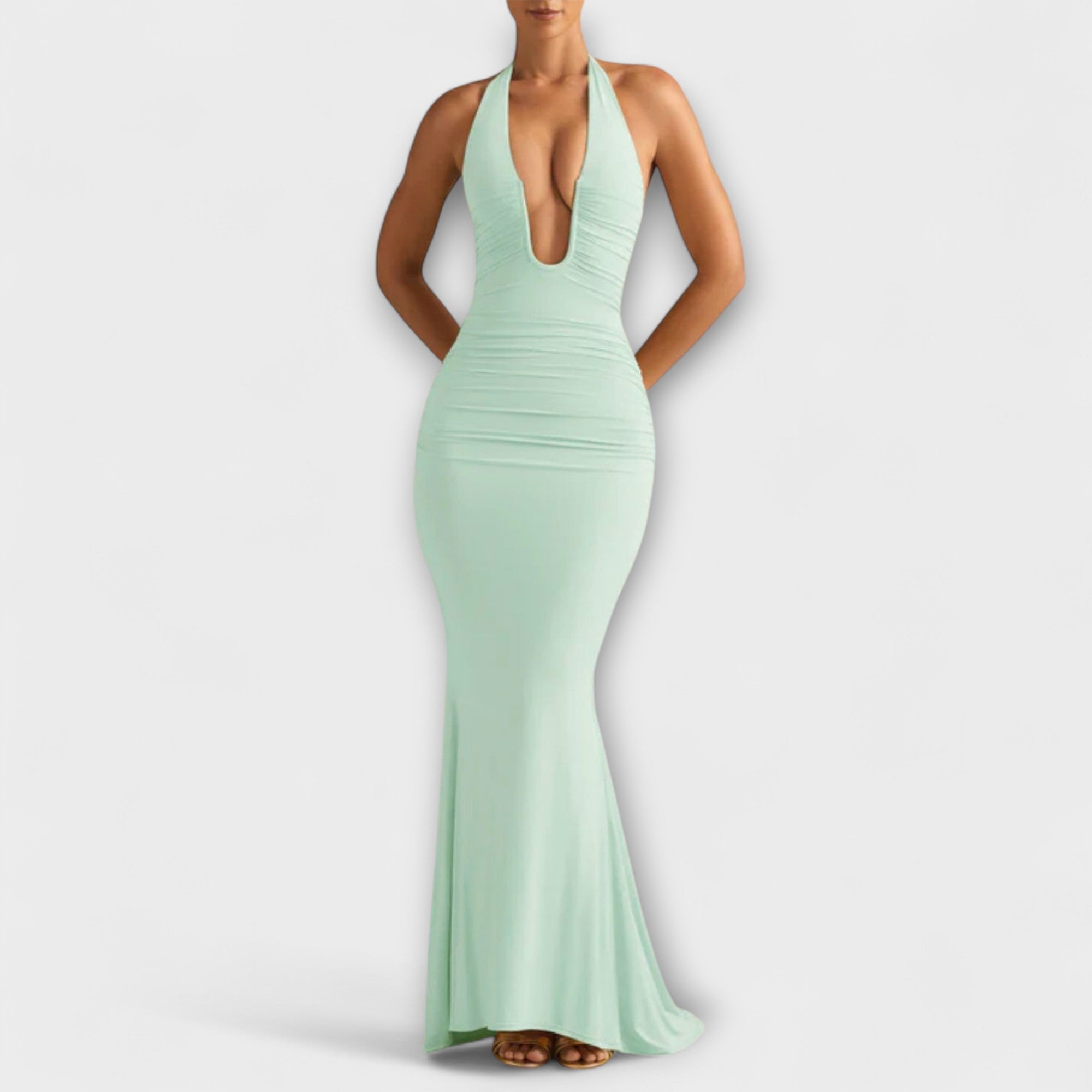 Robe de Gala Halter Sans Dos Raffinée