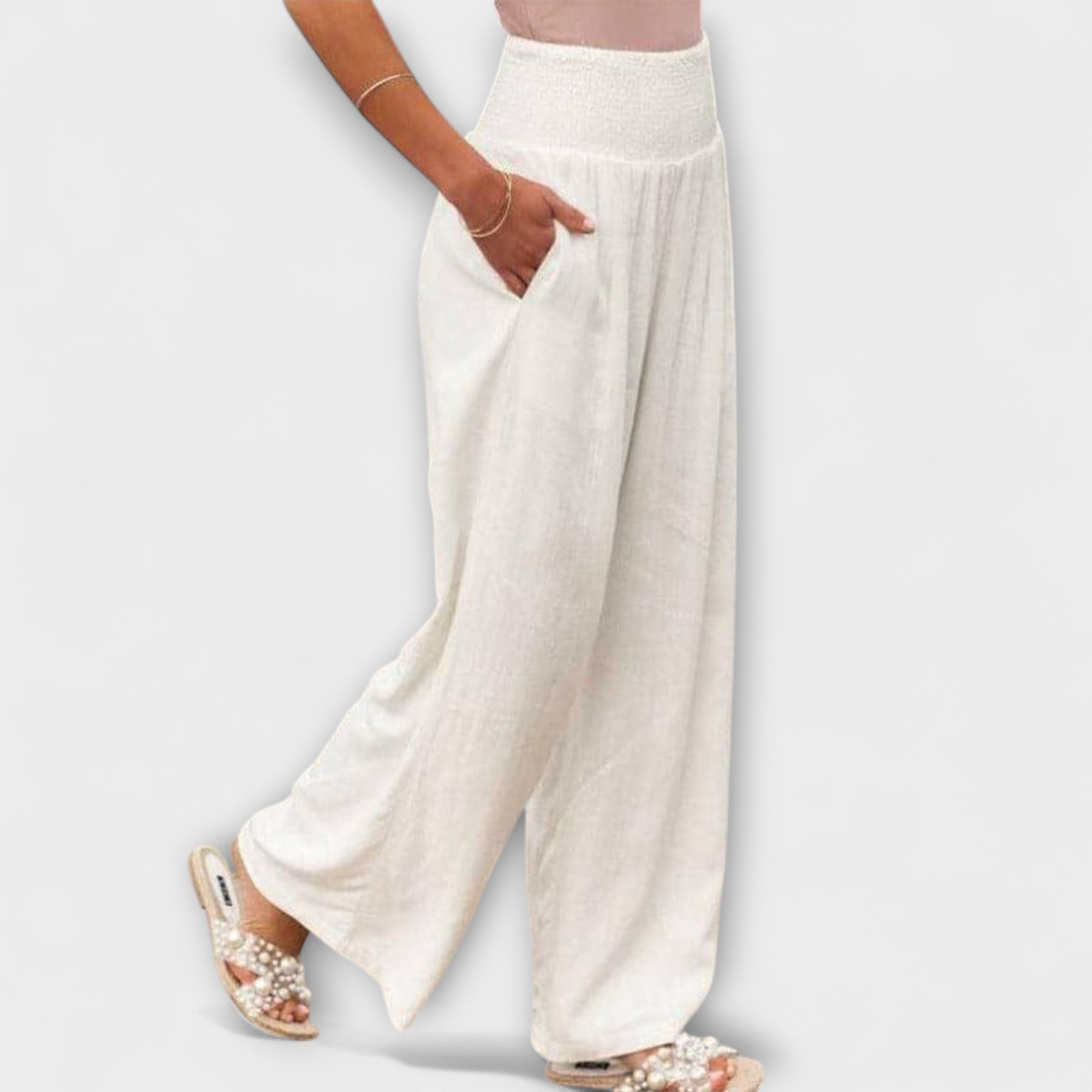 Thearya | Pantalon large en lin décontracté