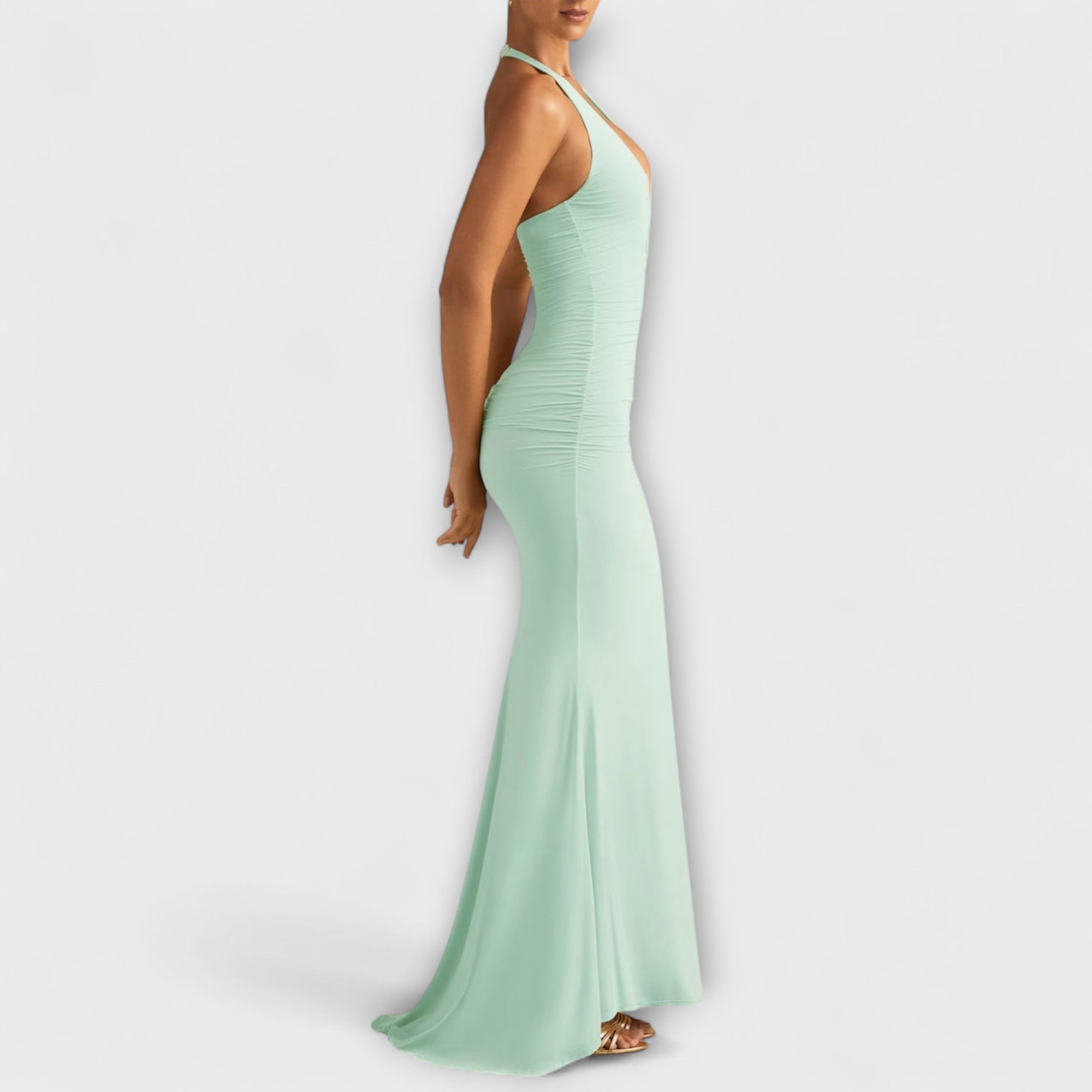 Robe de Gala Halter Sans Dos Raffinée