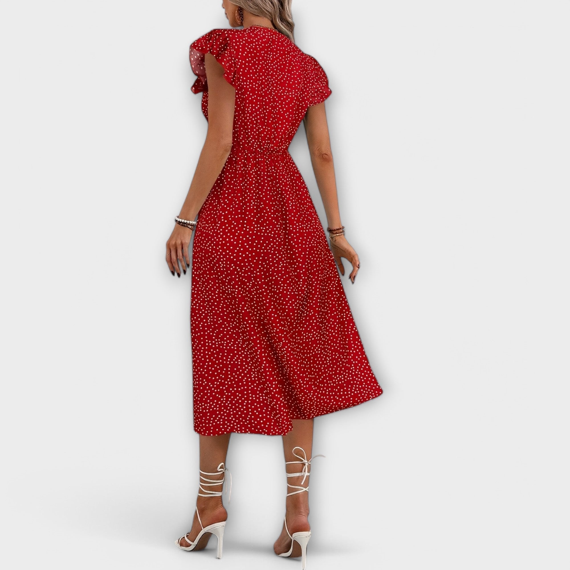 Robe Midi à Pois Élégante